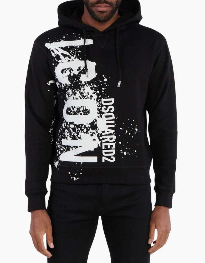 Dsquared2 Cool Fit Icon Splash Logo Black Hoodie
