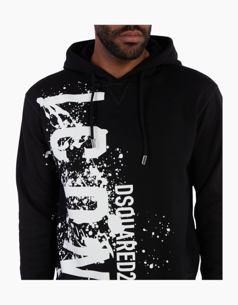 Dsquared2 Cool Fit Icon Splash Logo Black Hoodie