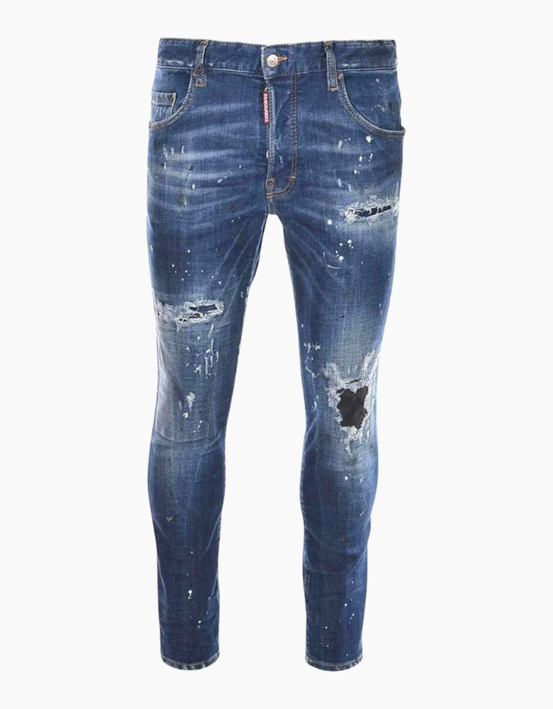 Dsquared2 Skater Jean Destroyed Reinforced Paint Splash Effect Blue Jeans