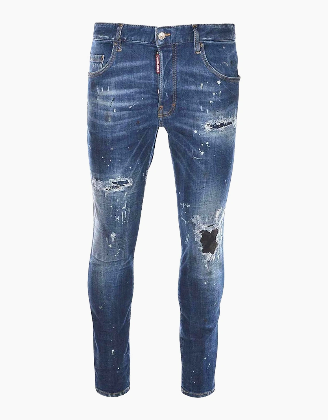 Dsquared2 Skater Jean Destroyed Reinforced Paint Splash Effect Blue Jeans