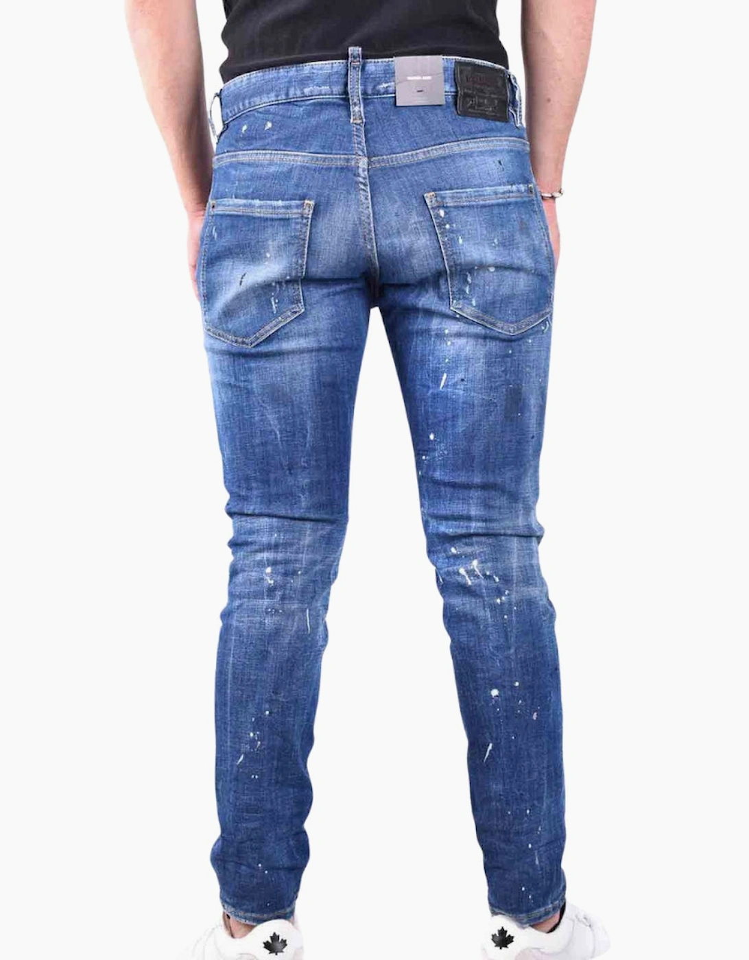 Dsquared2 Skater Jean Destroyed Reinforced Paint Splash Effect Blue Jeans