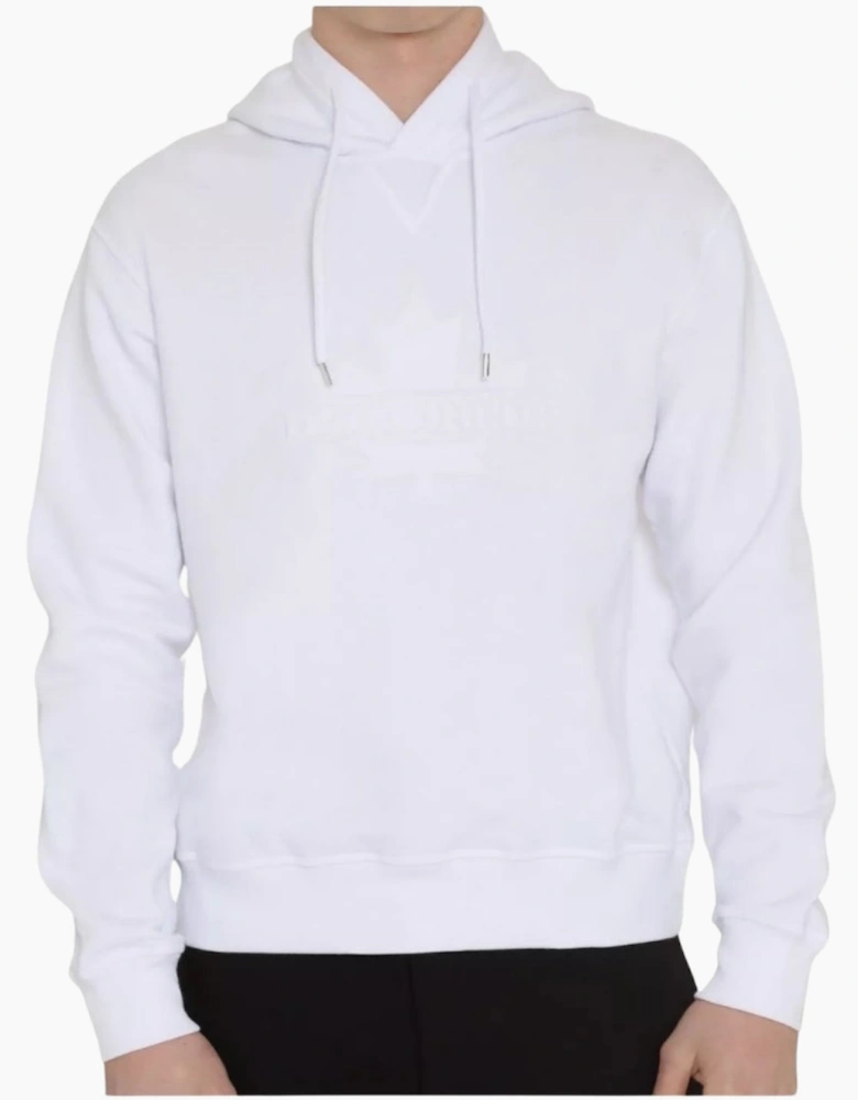 Dsquared2 Monotone Maple Leaf Logo White Hoodie