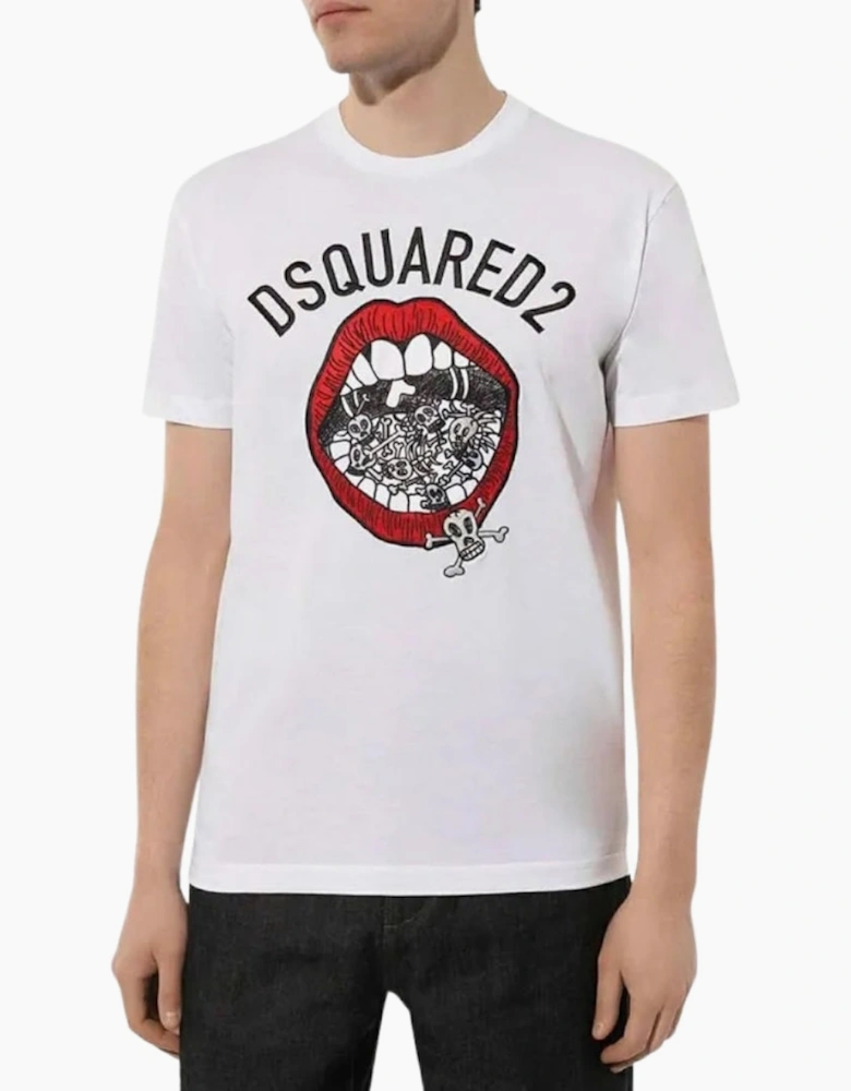 Dsquared2 Branded Mouth Graphic White T-Shirt