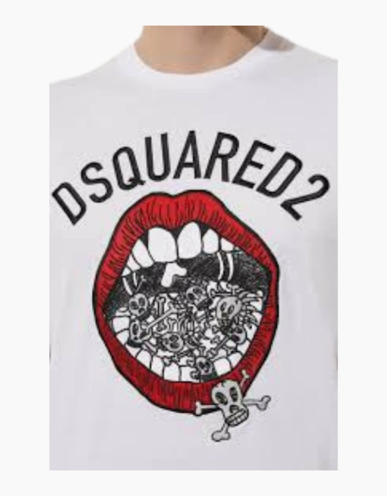 Dsquared2 Branded Mouth Graphic White T-Shirt