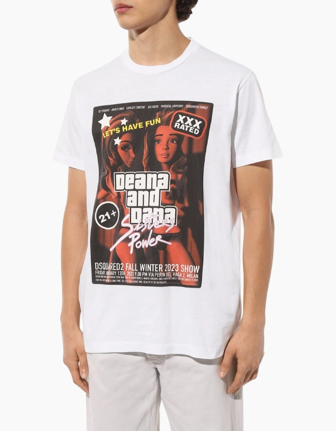 Dsquared2 Deana And Dana Graphic White  T-Shirt