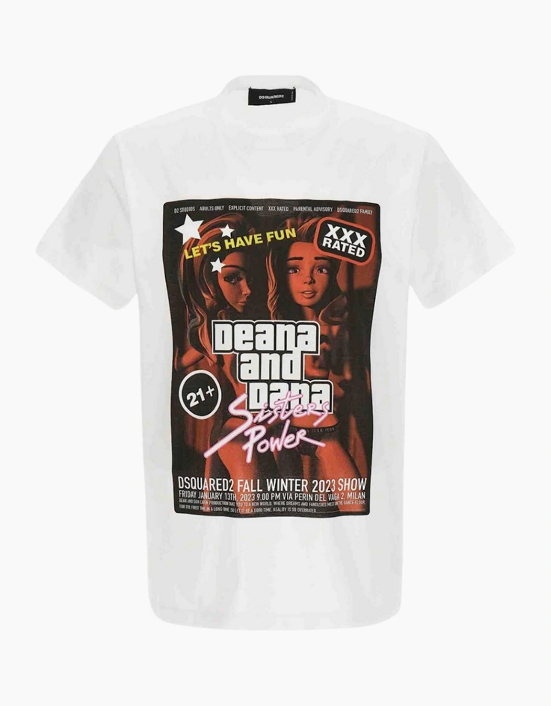 Dsquared2 Men's Dsquared2 Deana And Dana Graphic White  T-Shirt