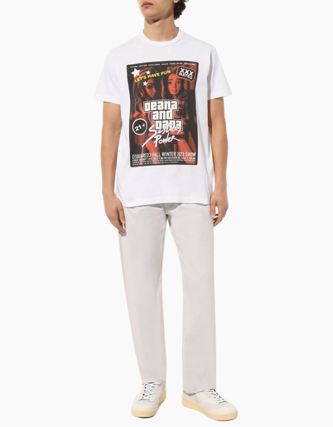 Dsquared2 Deana And Dana Graphic White  T-Shirt