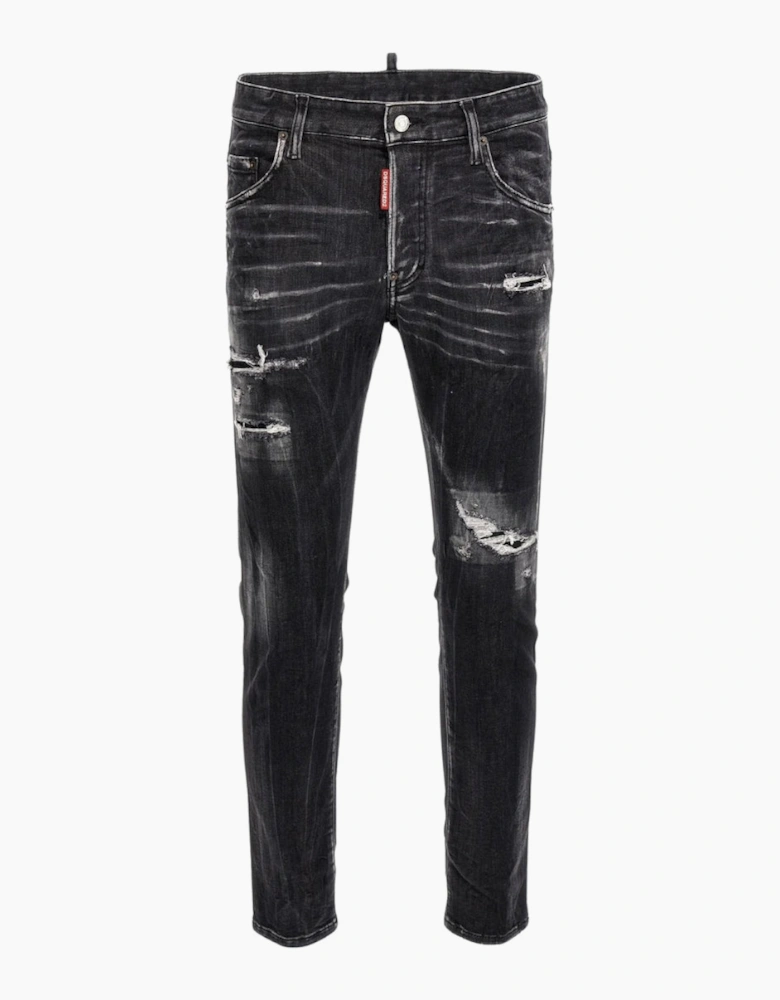 Dsquared2 Skater Jean Destroyed Reinforced Denim Black Jeans