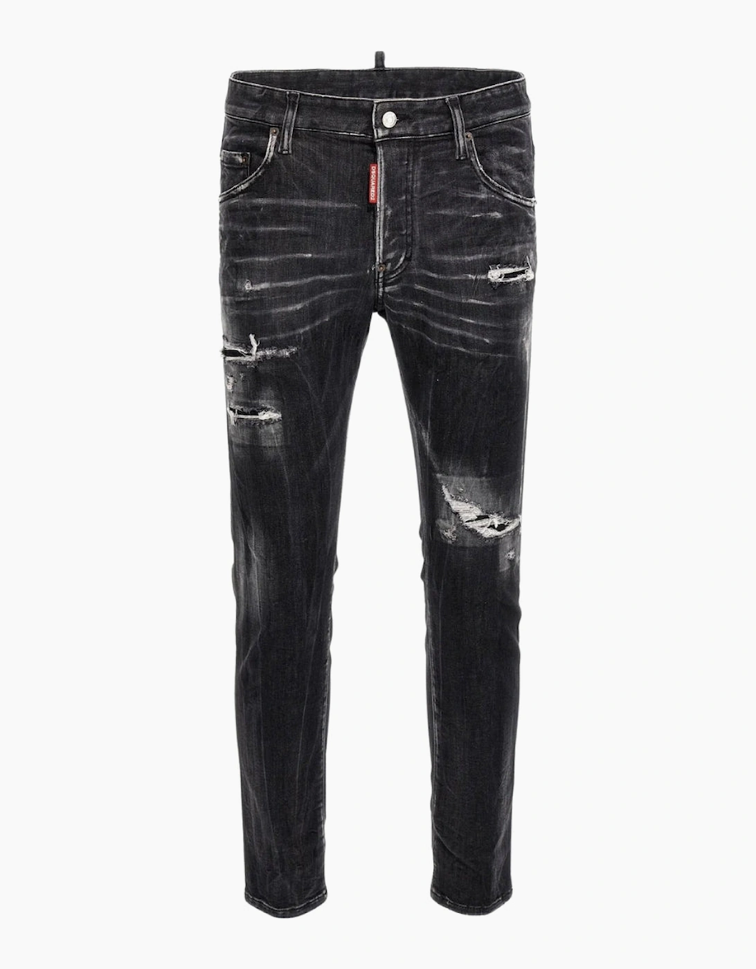 Dsquared2 Skater Jean Destroyed Reinforced Denim Black Jeans