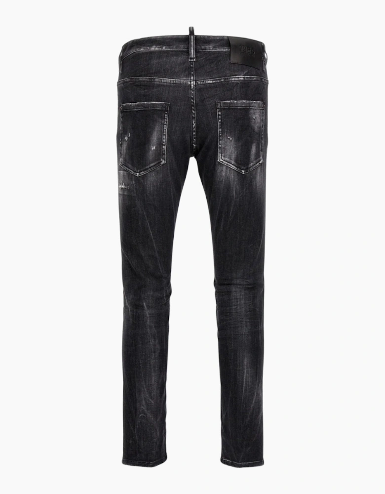 Dsquared2 Skater Jean Destroyed Reinforced Denim Black Jeans