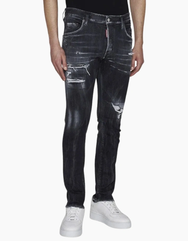 Dsquared2 Skater Jean Destroyed Reinforced Denim Black Jeans