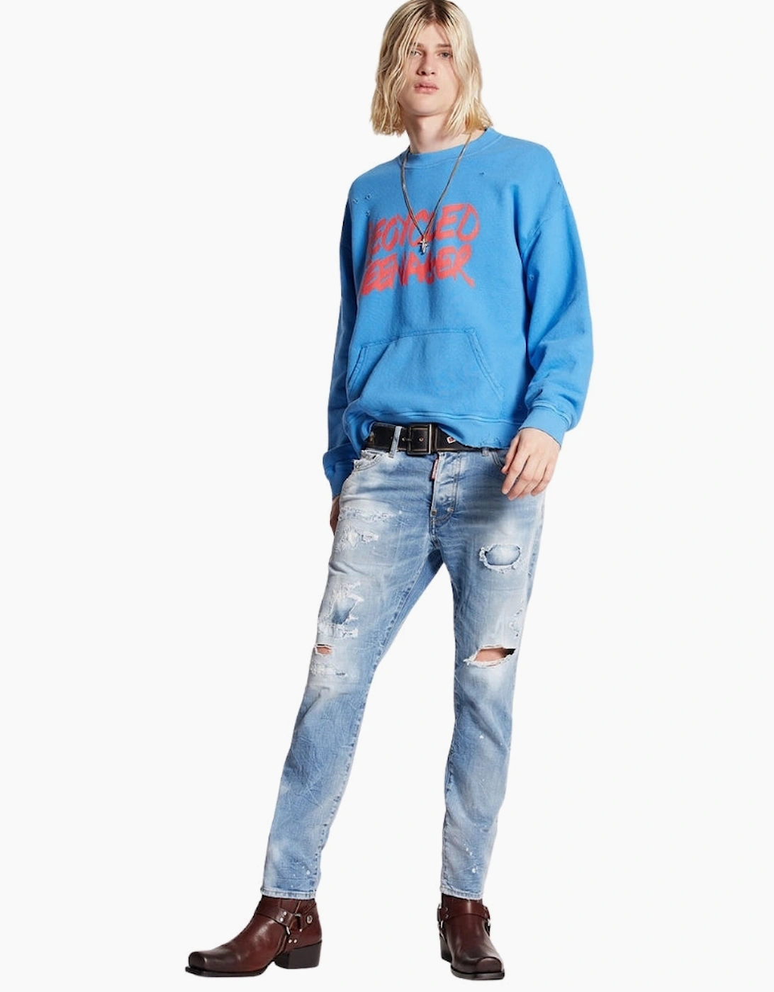 Dsquared2 Skater Jean Destroyed Look Denim Blue Jeans