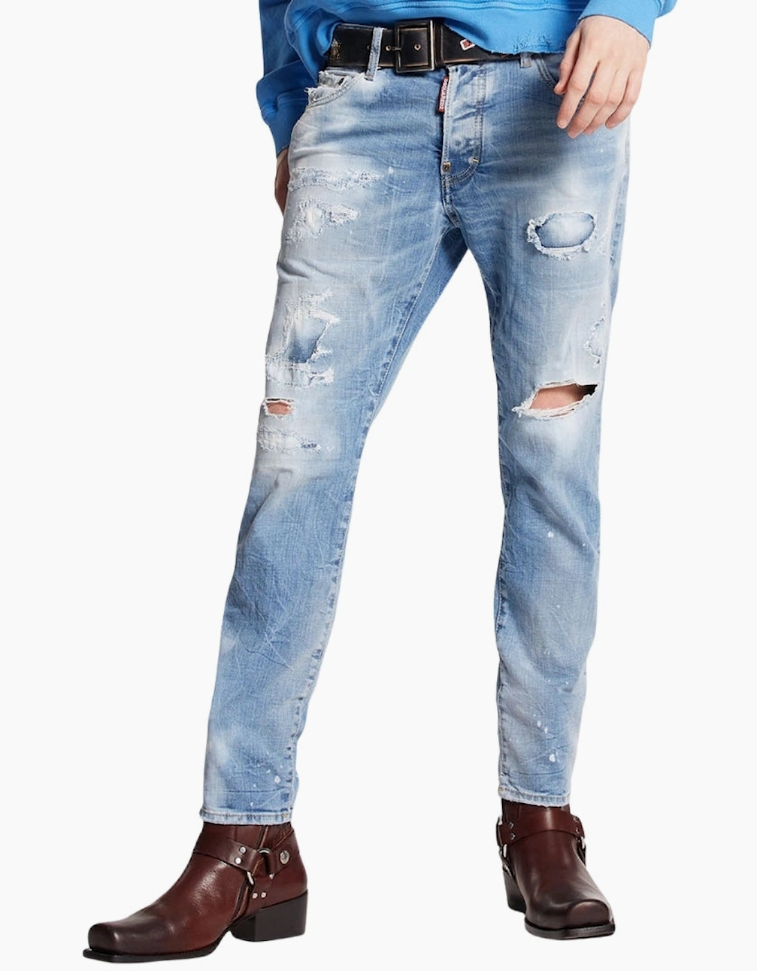 Dsquared2 Skater Jean Destroyed Look Denim Blue Jeans