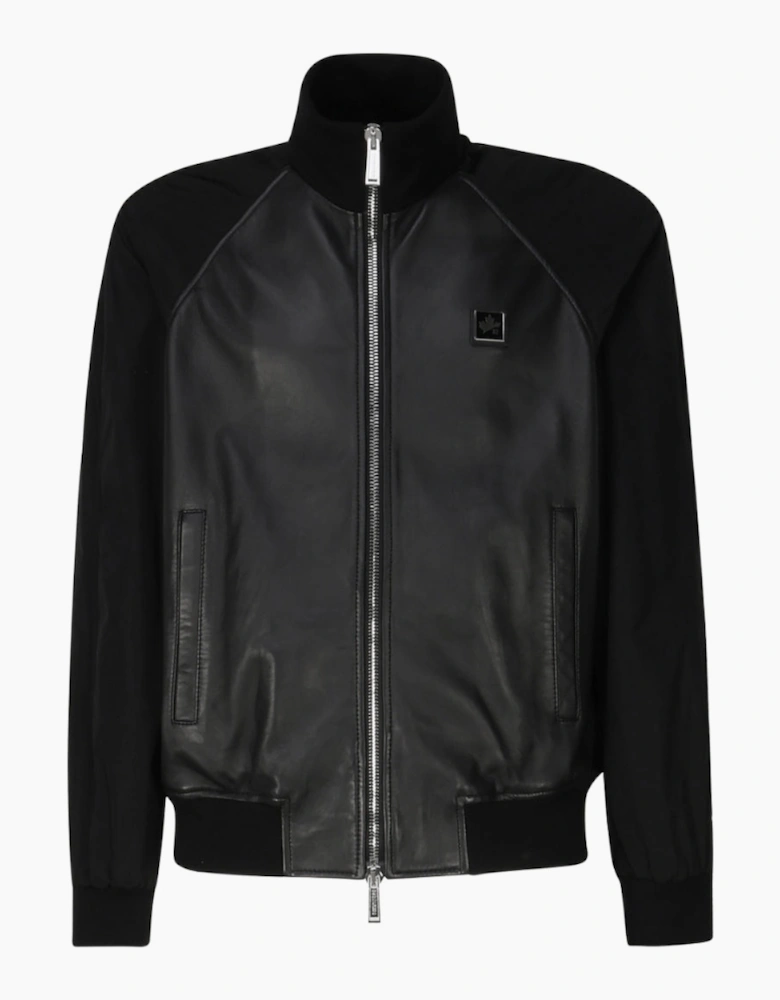Dsquared2 Contrast Arms Black Leather Jacket
