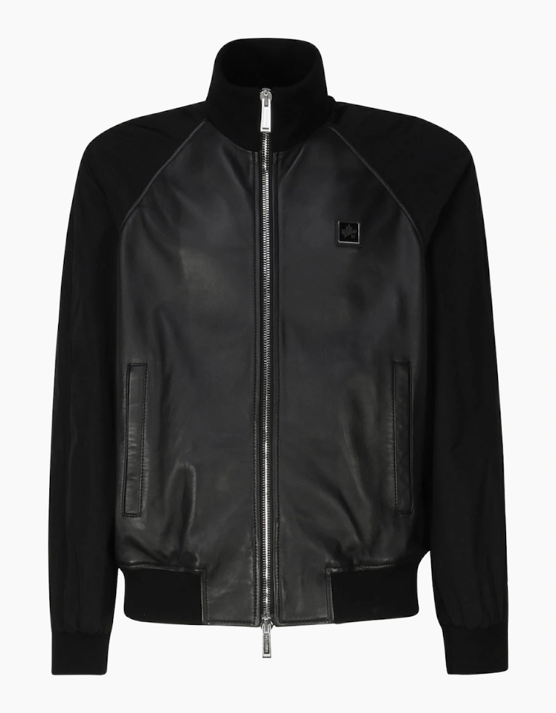 Dsquared2 Contrast Arms Black Leather Jacket