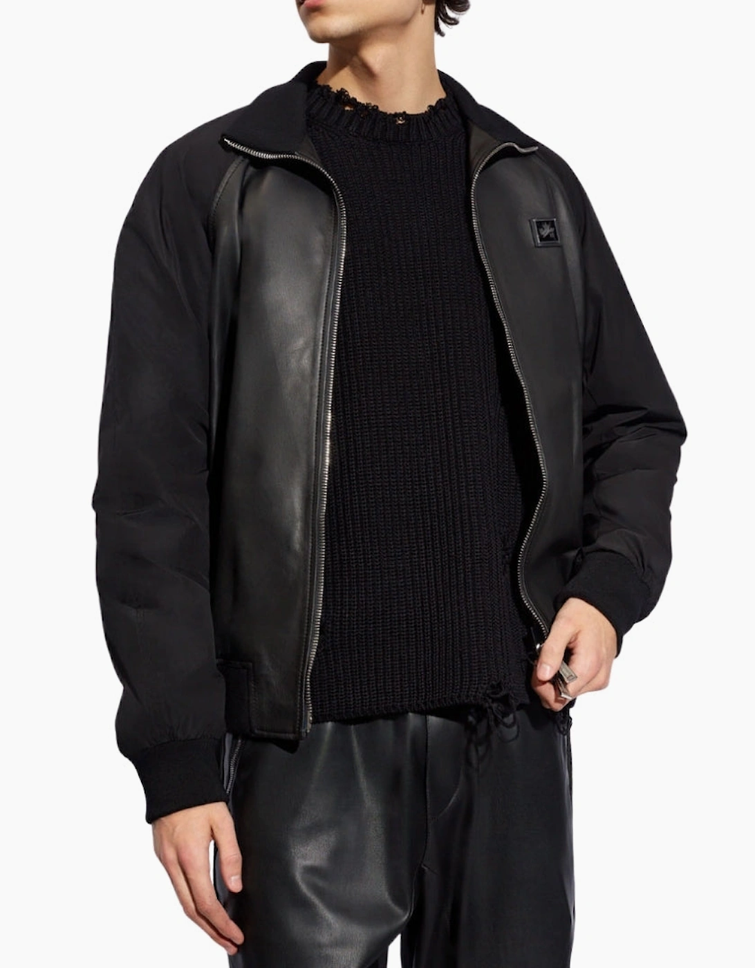 Dsquared2 Contrast Arms Black Leather Jacket