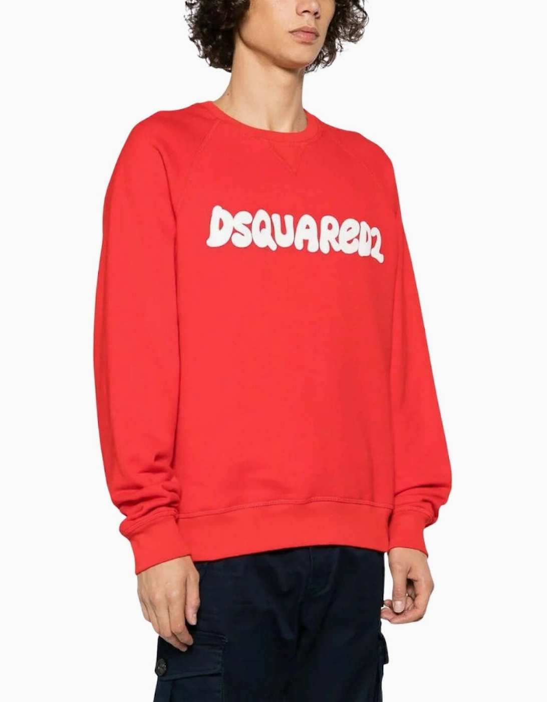 Dsquared2 Cool Fit Sketch Logo Red Crew Neck Jumper