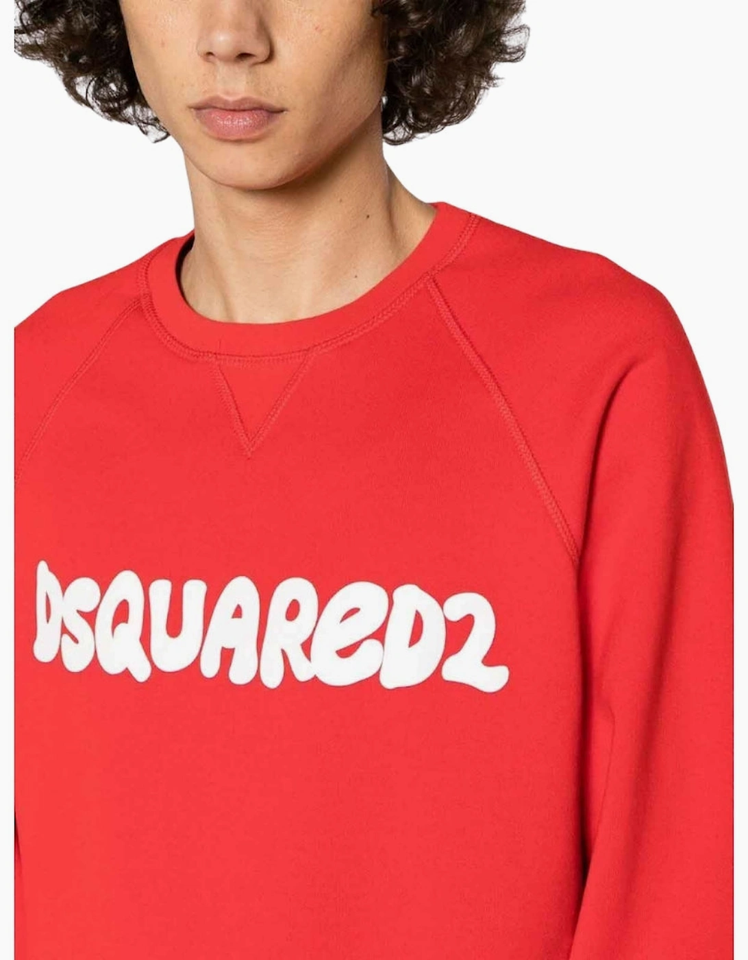 Dsquared2 Cool Fit Sketch Logo Red Crew Neck Jumper