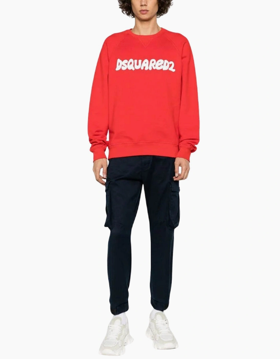 Dsquared2 Cool Fit Sketch Logo Red Crew Neck Jumper