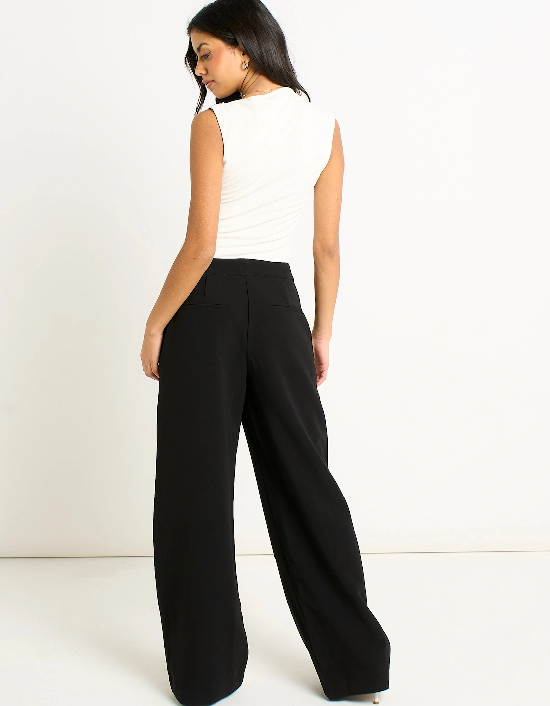 Black Wide Leg Tailored Trousers