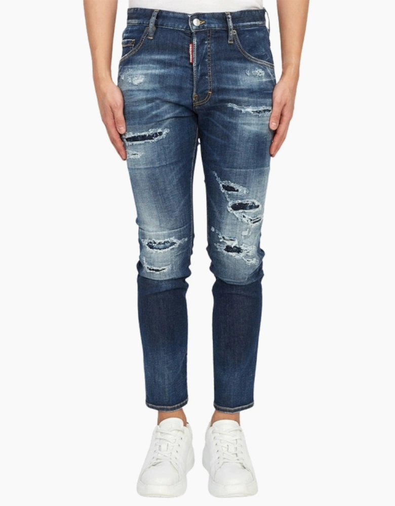 Dsquared2 Skater Jean Destroyed Reinforced Denim Blue Jeans