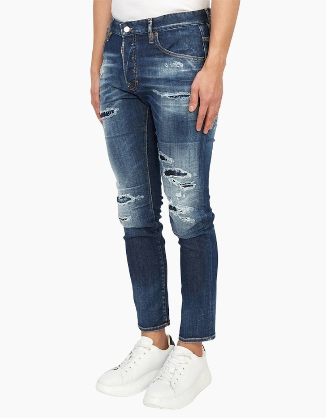 Dsquared2 Skater Jean Destroyed Reinforced Denim Blue Jeans
