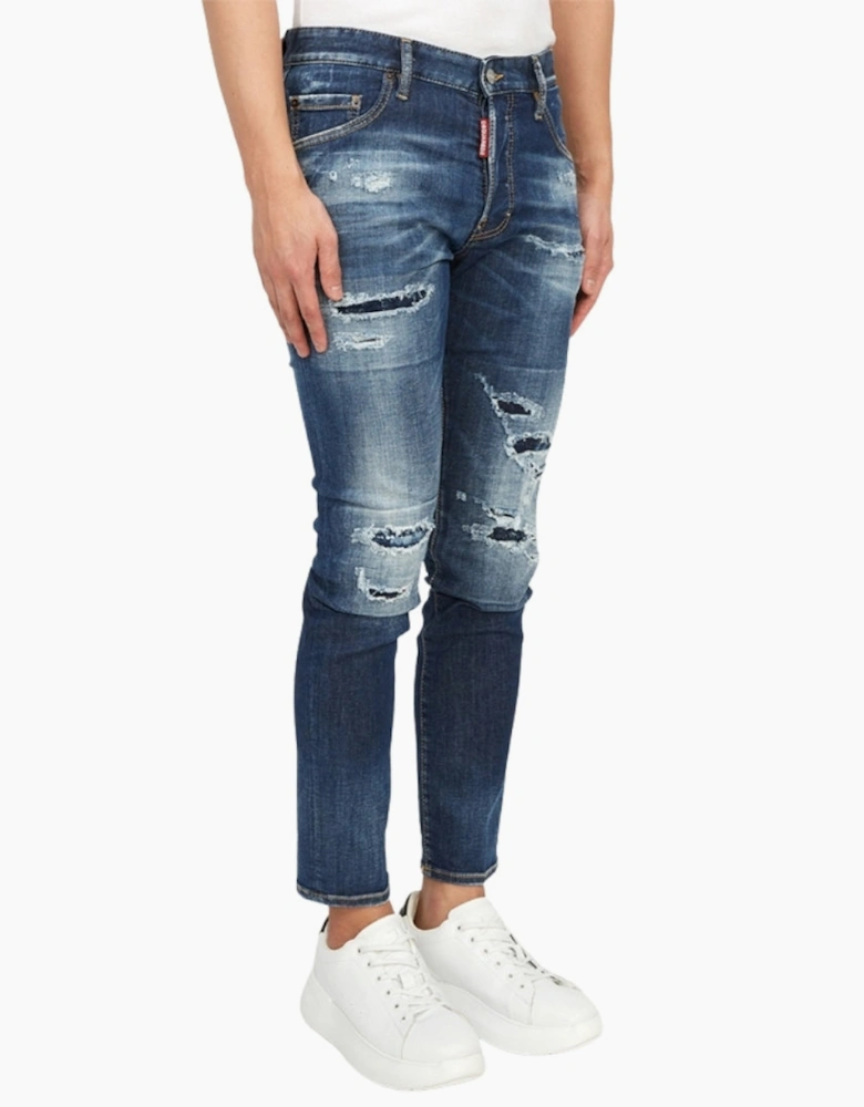 Dsquared2 Skater Jean Destroyed Reinforced Denim Blue Jeans