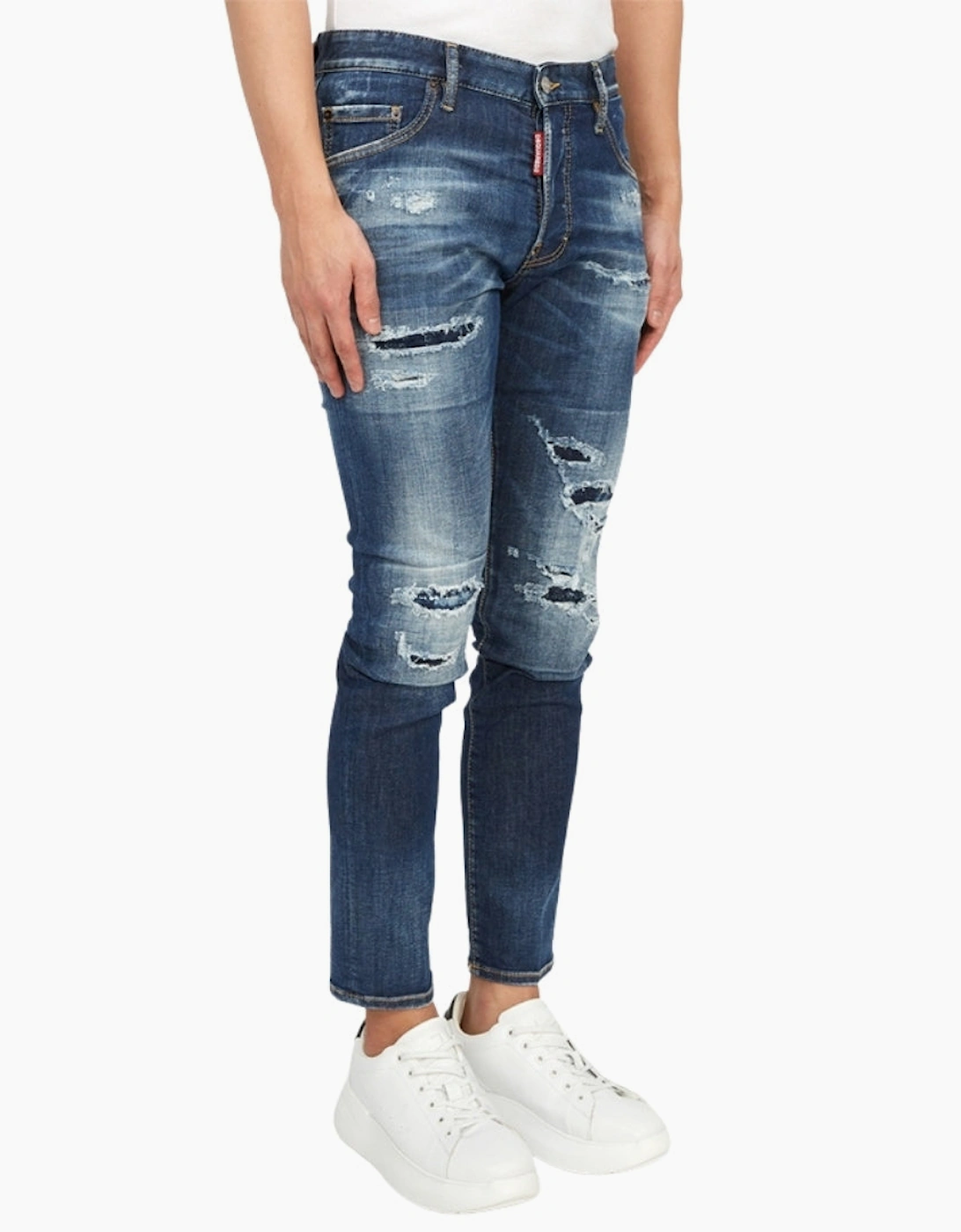 Dsquared2 Skater Jean Destroyed Reinforced Denim Blue Jeans