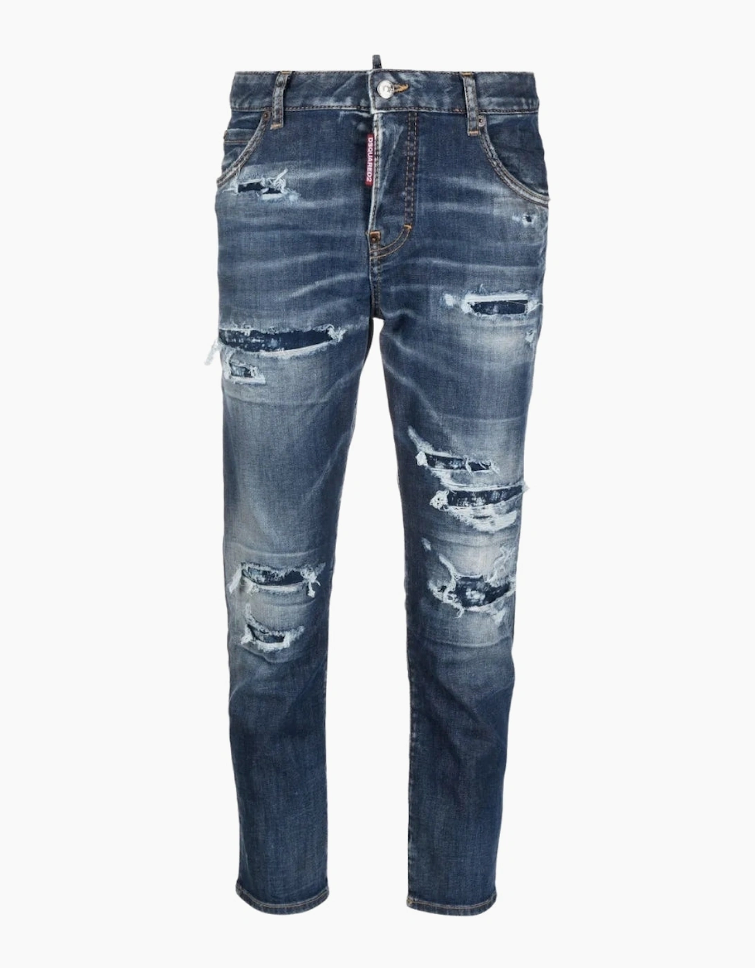 Dsquared2 Skater Jean Destroyed Reinforced Denim Blue Jeans