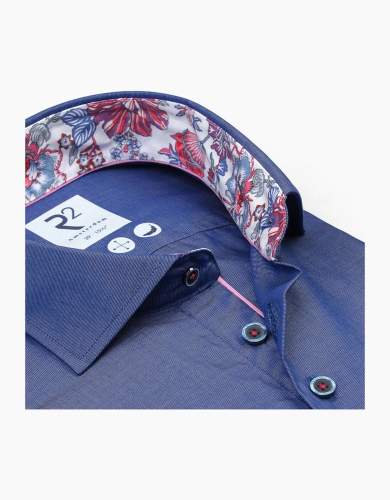 R2 CUT AWAY COLLAR LONG SLEEVED SHIRT BLUE