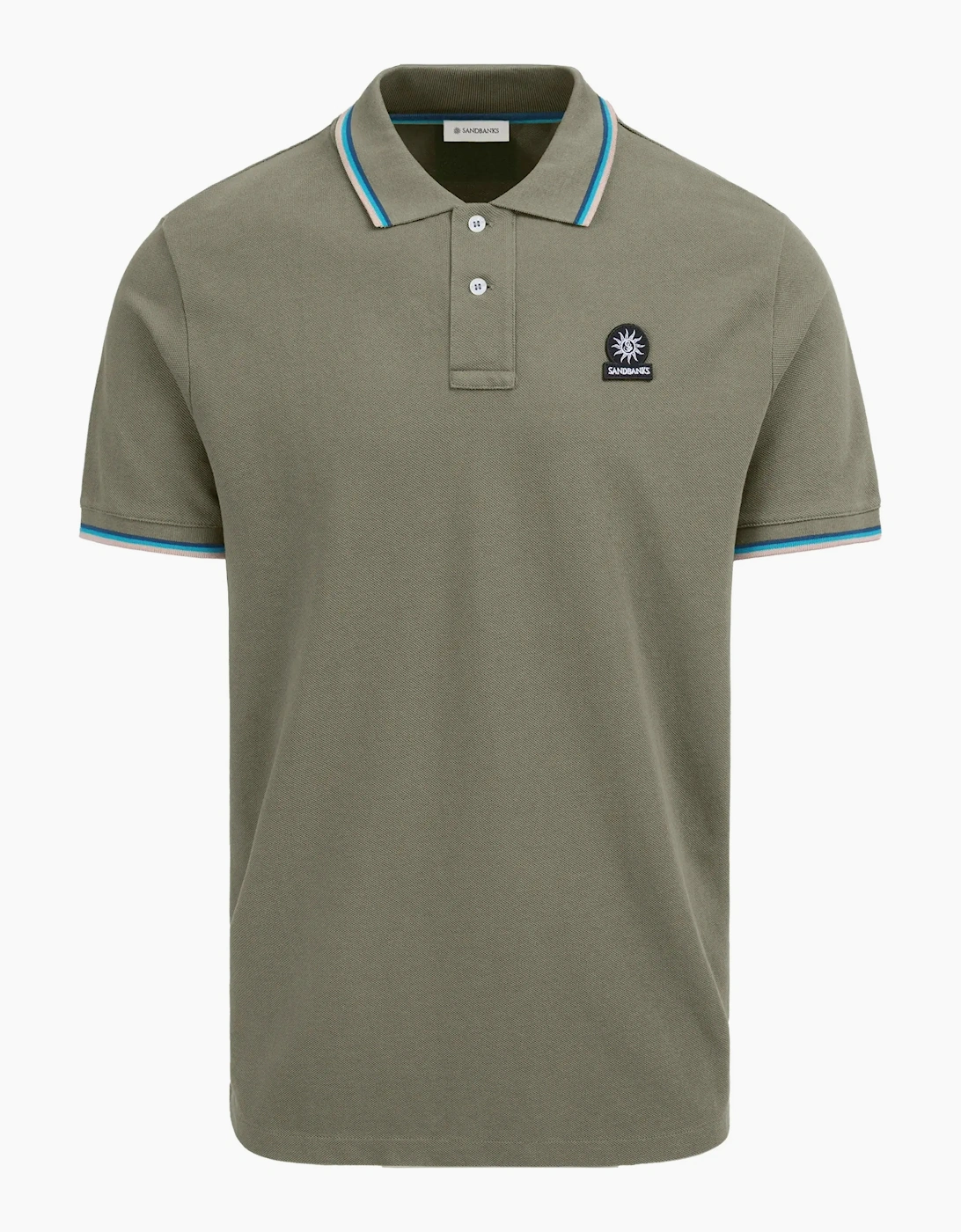 SANDBANKS BADGE LOGO TIPPED POLO ARMY GREEN, 2 of 1