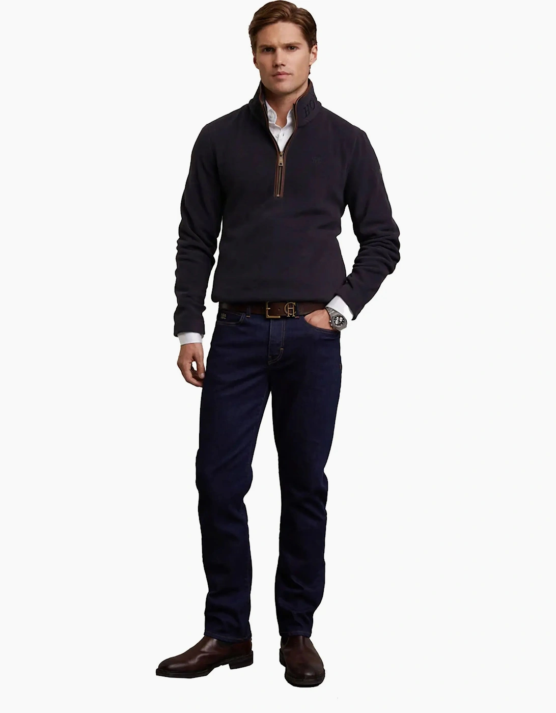 HOLLAND COOPER COUNTRY FLEECE HALF ZIP INK NAVY