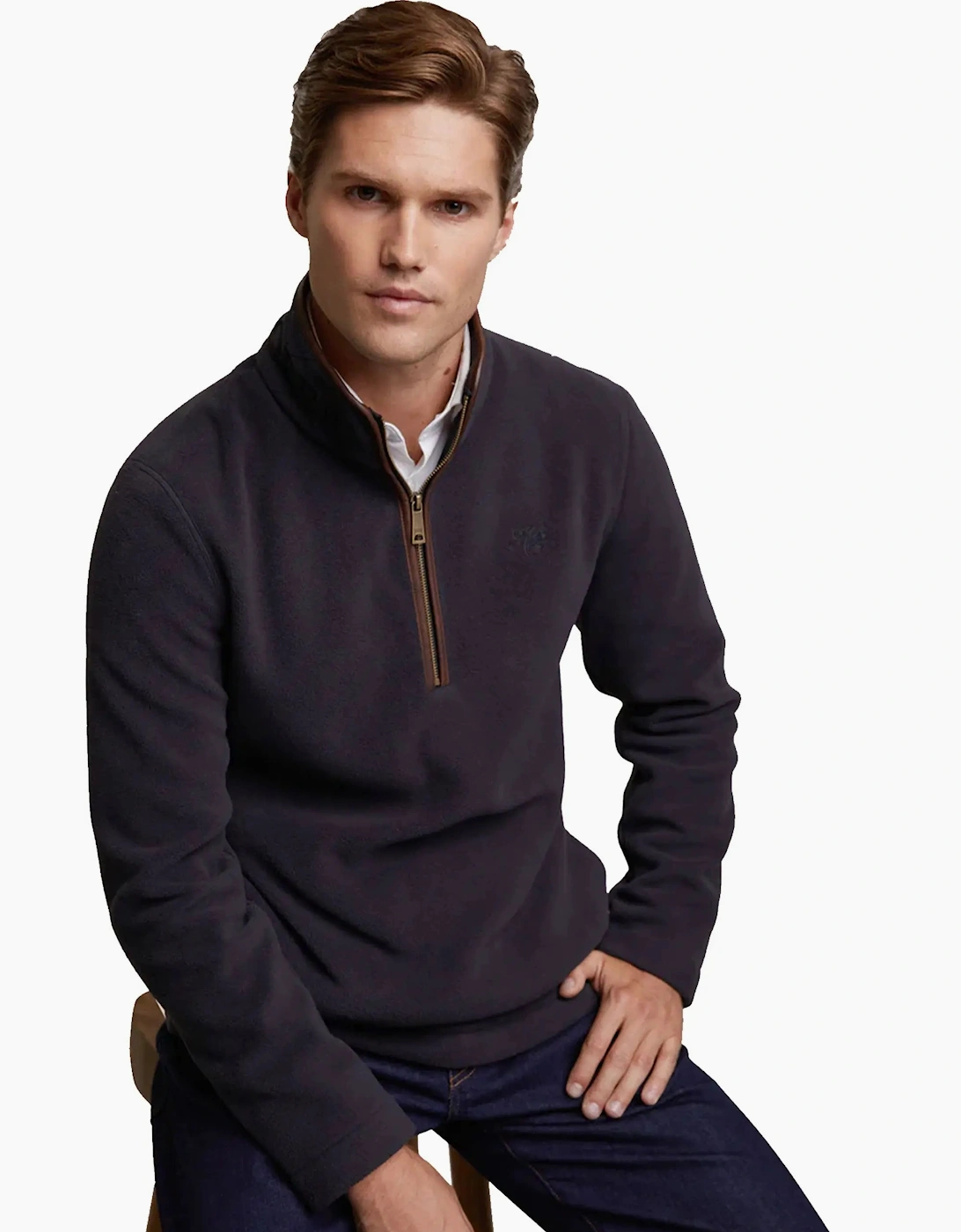 HOLLAND COOPER COUNTRY FLEECE HALF ZIP INK NAVY