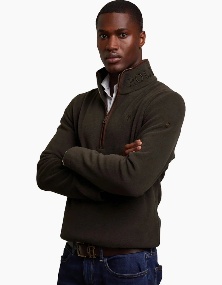 HOLLAND COOPER COUNTRY FLEECE HALF ZIP KHAKI