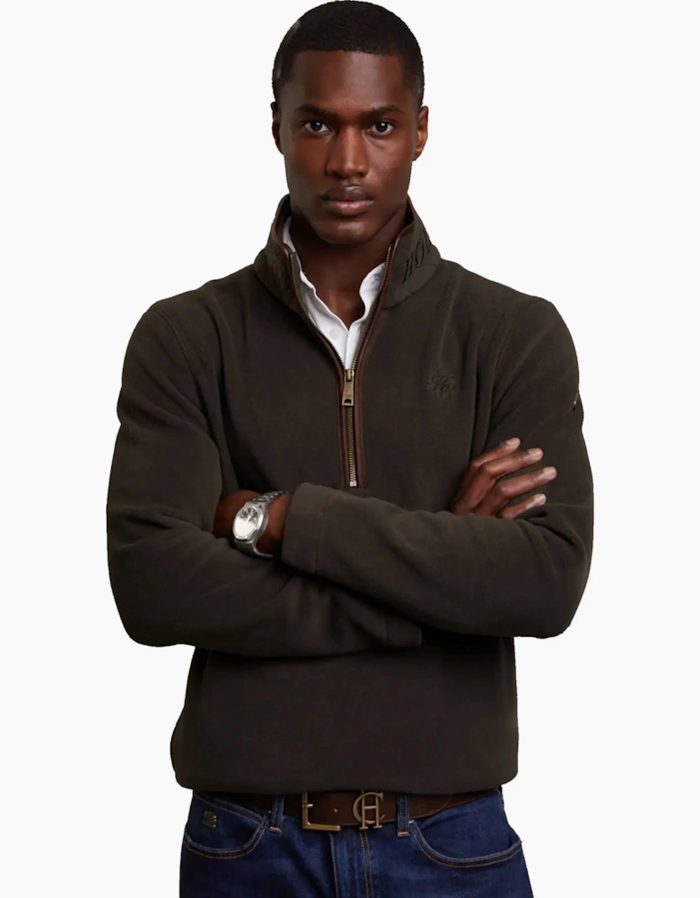 HOLLAND COOPER COUNTRY FLEECE HALF ZIP KHAKI
