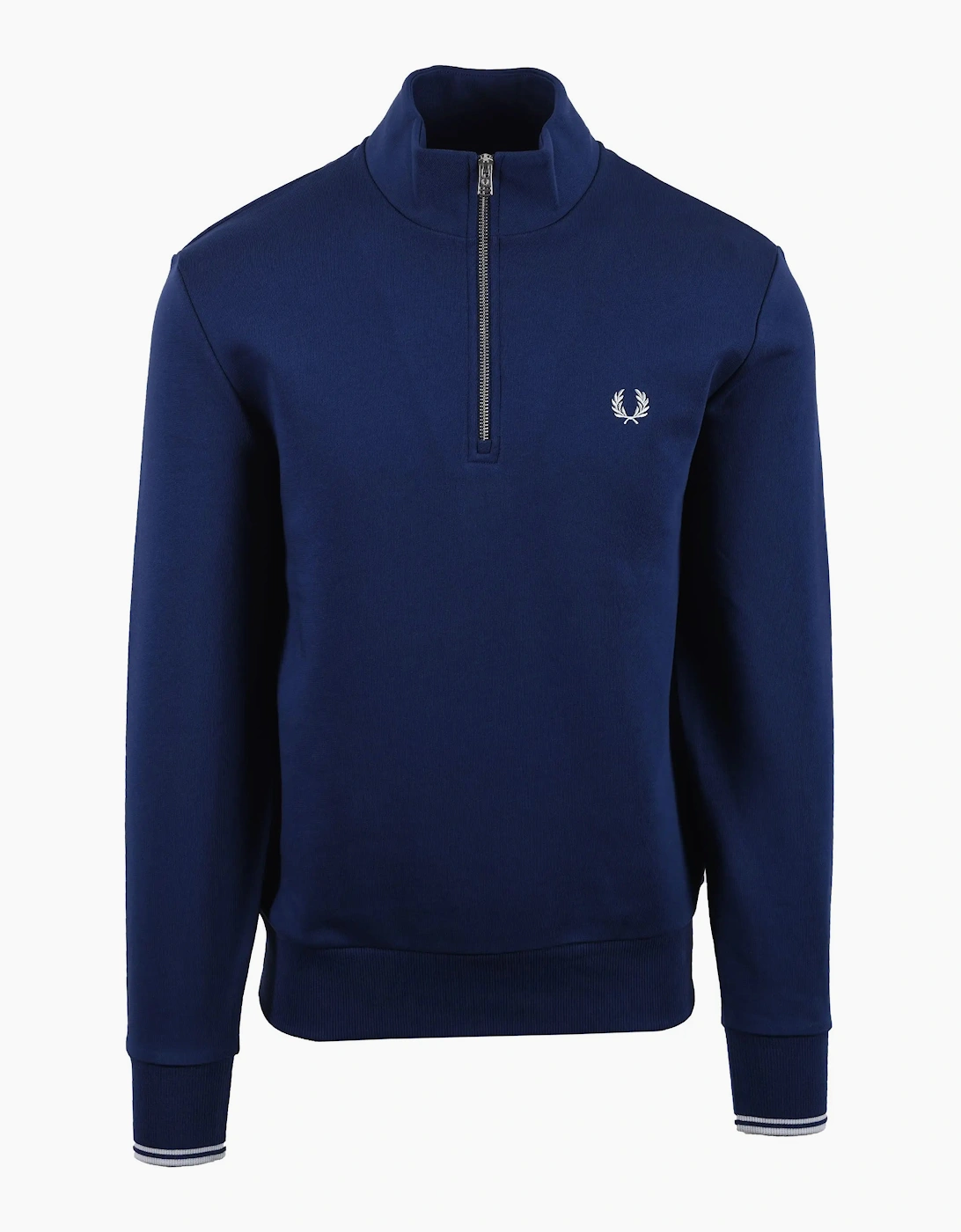 FRED PERRY HALF ZIP SWEATSHIRT FRENCH NAVY/DUSKY BLUE
