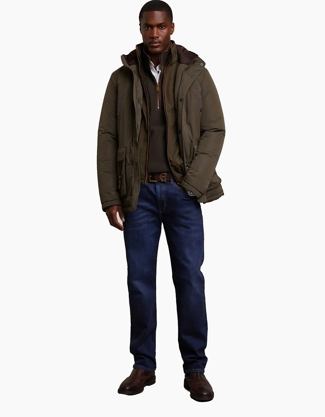 HOLLAND COOPER COUNTRY FLEECE HALF ZIP KHAKI