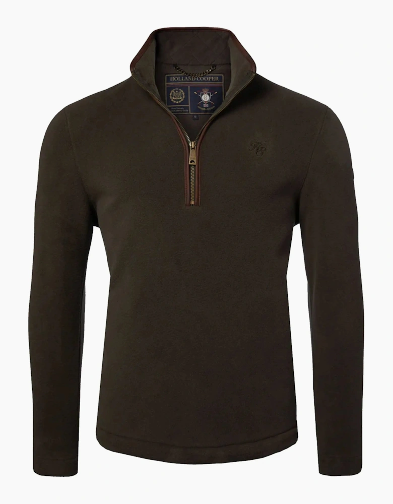 HOLLAND COOPER COUNTRY FLEECE HALF ZIP KHAKI