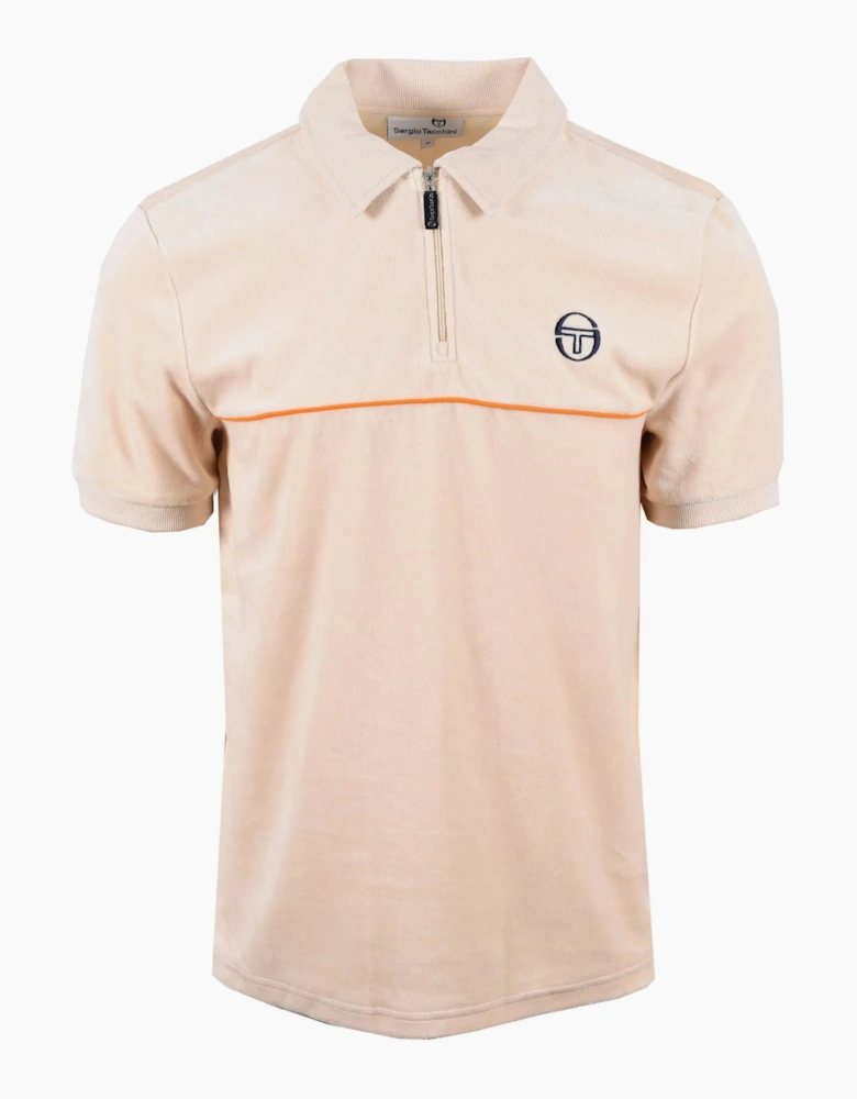 SERGIO TACCHINI CARDONA VELOUR ZIP POLO SANDSHELL/ORANGE PEPPER