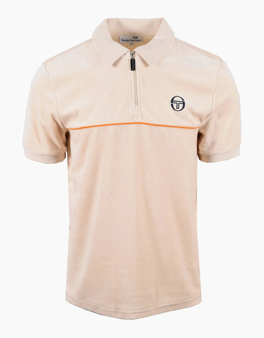 SERGIO TACCHINI CARDONA VELOUR ZIP POLO SANDSHELL/ORANGE PEPPER