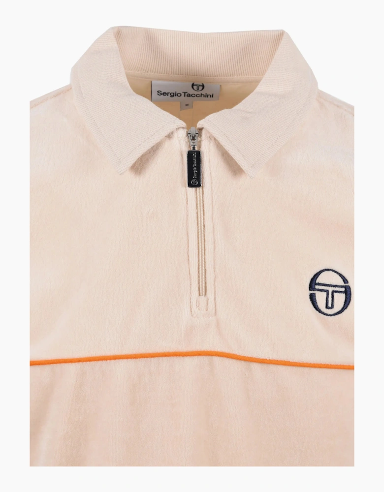 SERGIO TACCHINI CARDONA VELOUR ZIP POLO SANDSHELL/ORANGE PEPPER