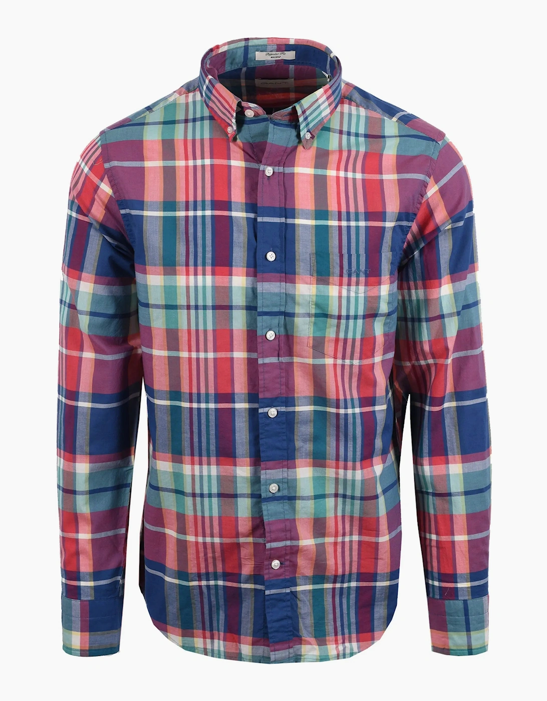 Gant Men's Rose Red Madras Check Long Sleeved Shirt Rose/Red  42 Size Xl