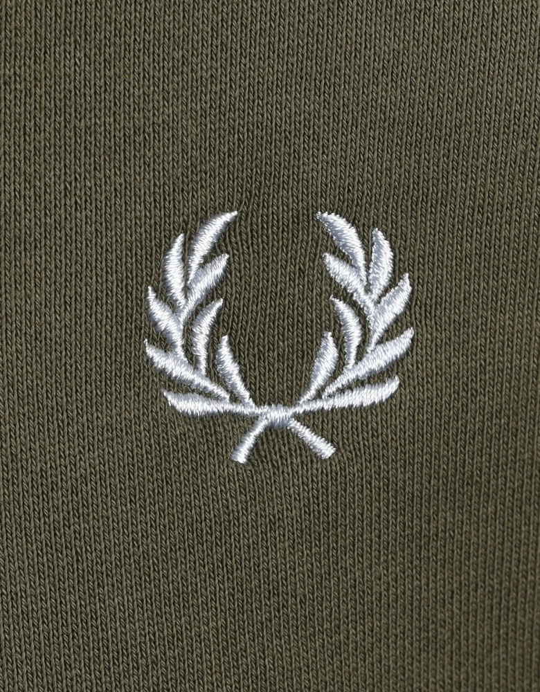 FRED PERRY HALF ZIP SWEATSHIRT LAUREL GREEN/ECRU/DUSKY BLUE