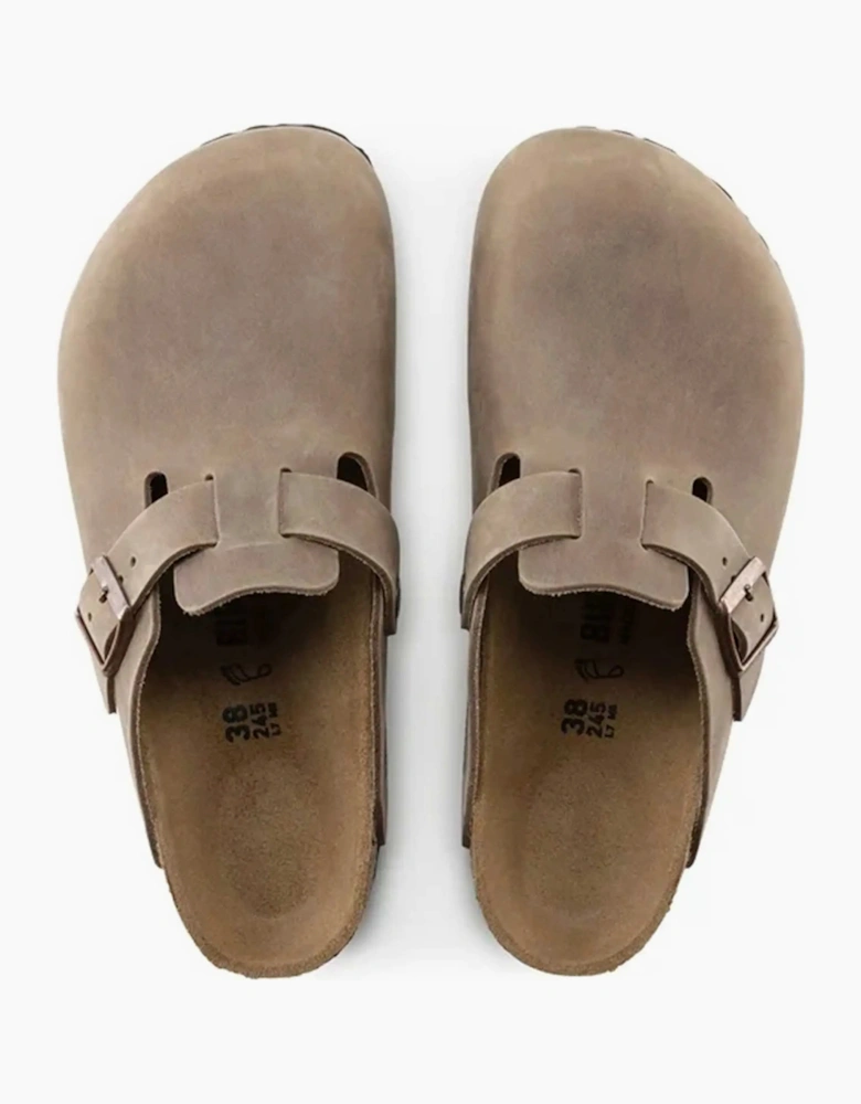 BIRKENSTOCK BOSTON OILED LEATHER CLOGS TOBACCO BROWN