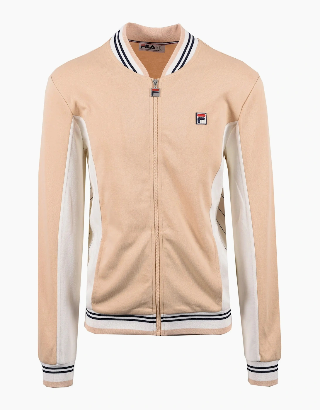 Fila Men's Tan Settanta Track Jacket Beige/Gardenia/Fila Navy - Size 42