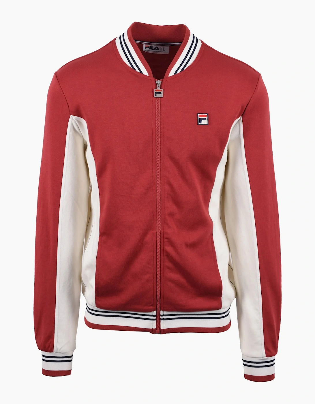 Fila Men's Red Settanta Track Jacket Garnet/Gardenia/Fila Navy - Size 38