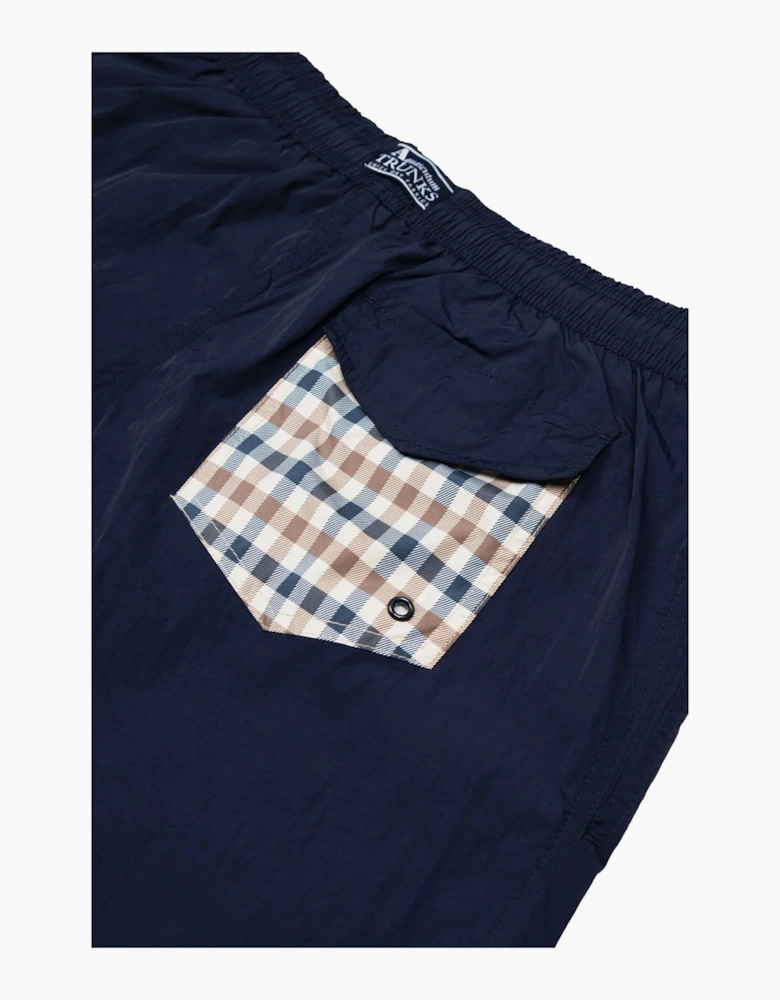 AQUASCUTUM CLUB CHECK POCKET BEACH SHORTS NAVY