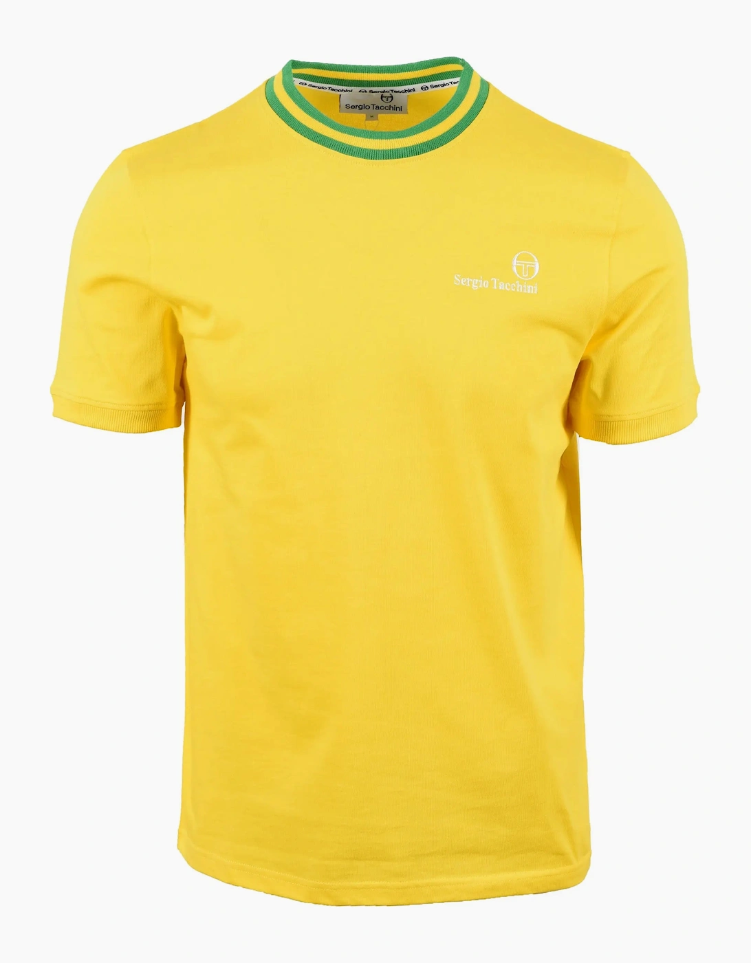 Sergio Tacchini Men's Yellow Rainer T-Shirt Cyber /Fern Green - Size: 42