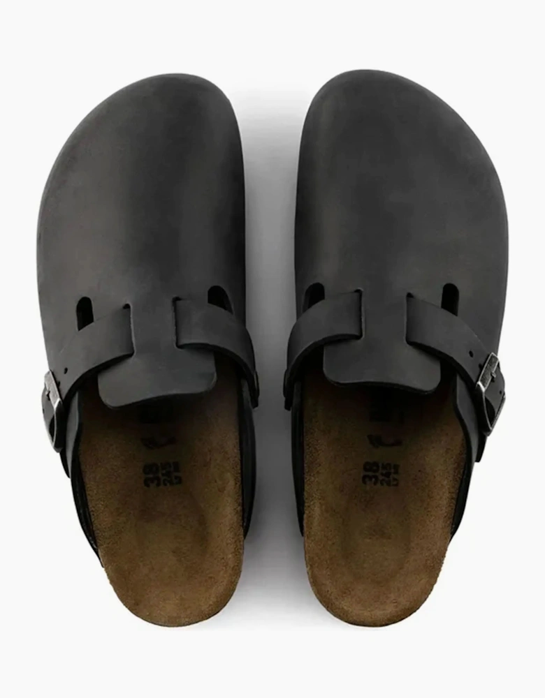 BIRKENSTOCK BOSTON OILED LEATHER CLOG BLACK