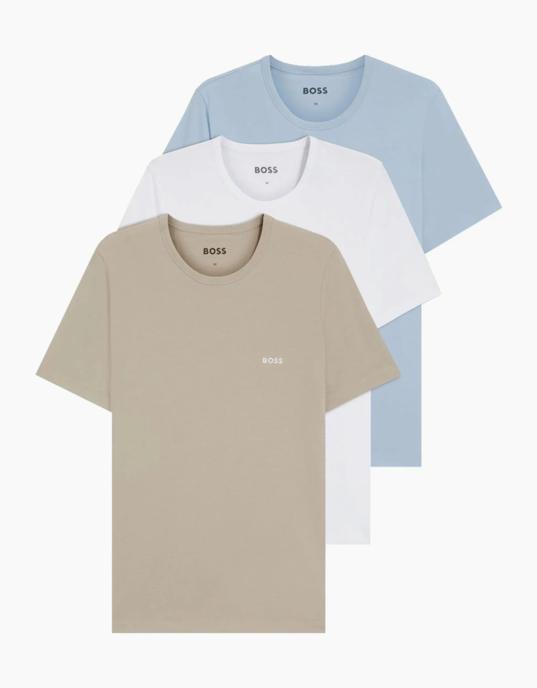 Boss Black BOSS 3 PACK T-SHIRT WHITE/BLUE/BEIGE